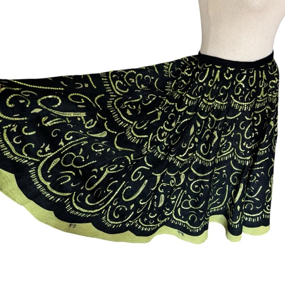 Monica Paris Black & Green Sequin Circle Skirt 50s Rockabilly Pinup - Picture 1 of 12